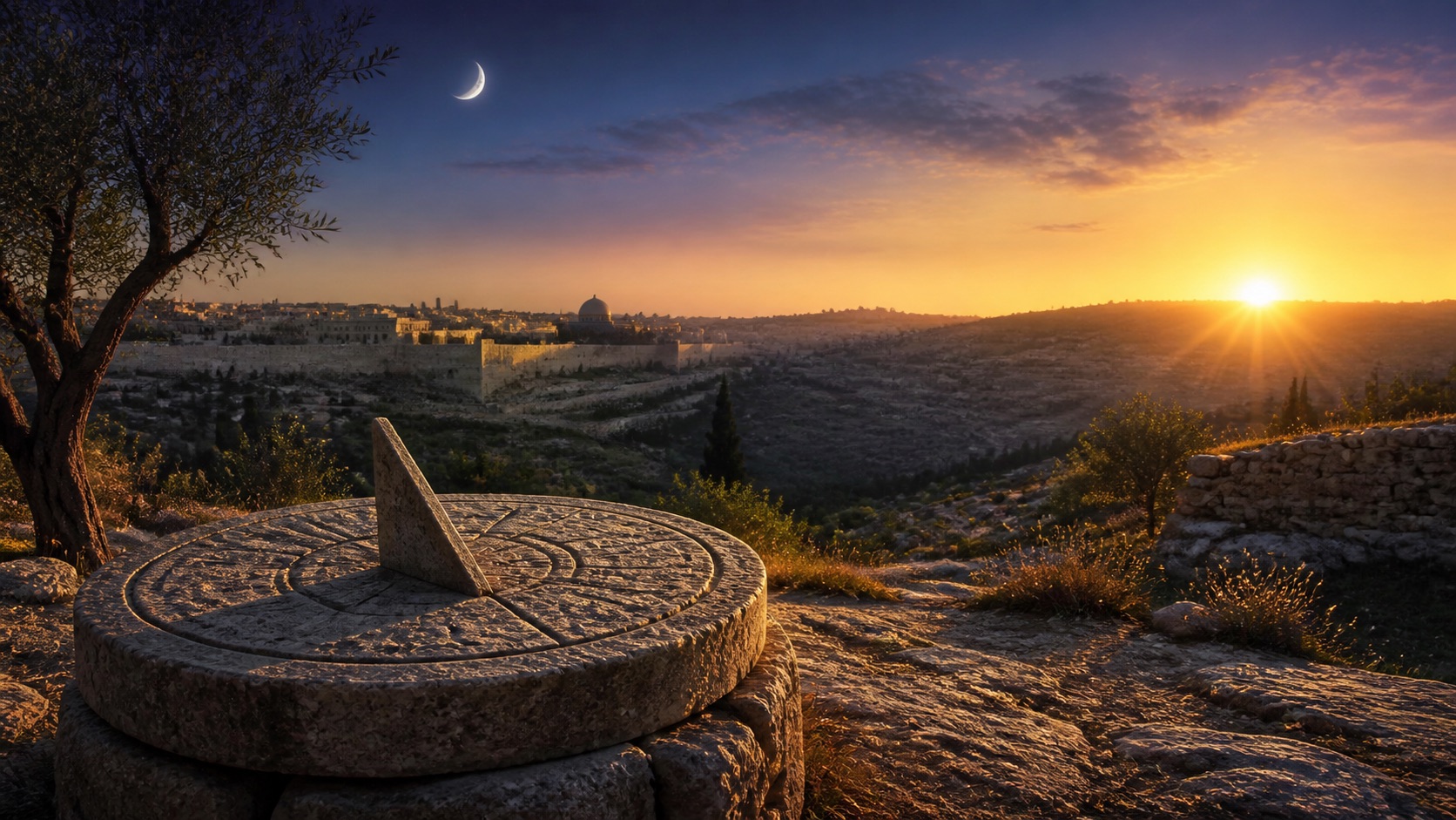 Dawn and crescent moon representing the Scriptural calendar