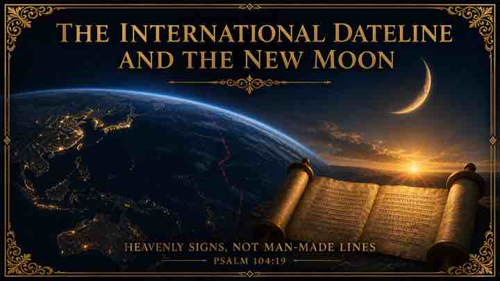 The International Dateline and the New Moon: Scripture, crescent moon, Earth and a fading man-made date line.